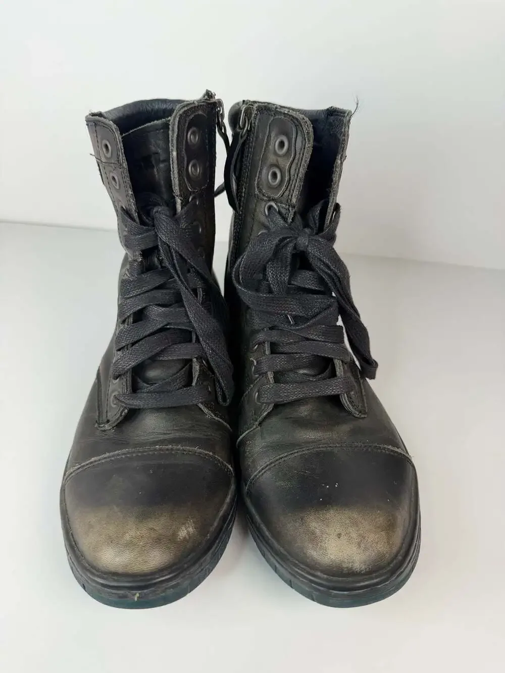 Diesel Tatradium Basket Butch Zip Leather Boots Black US 7.5